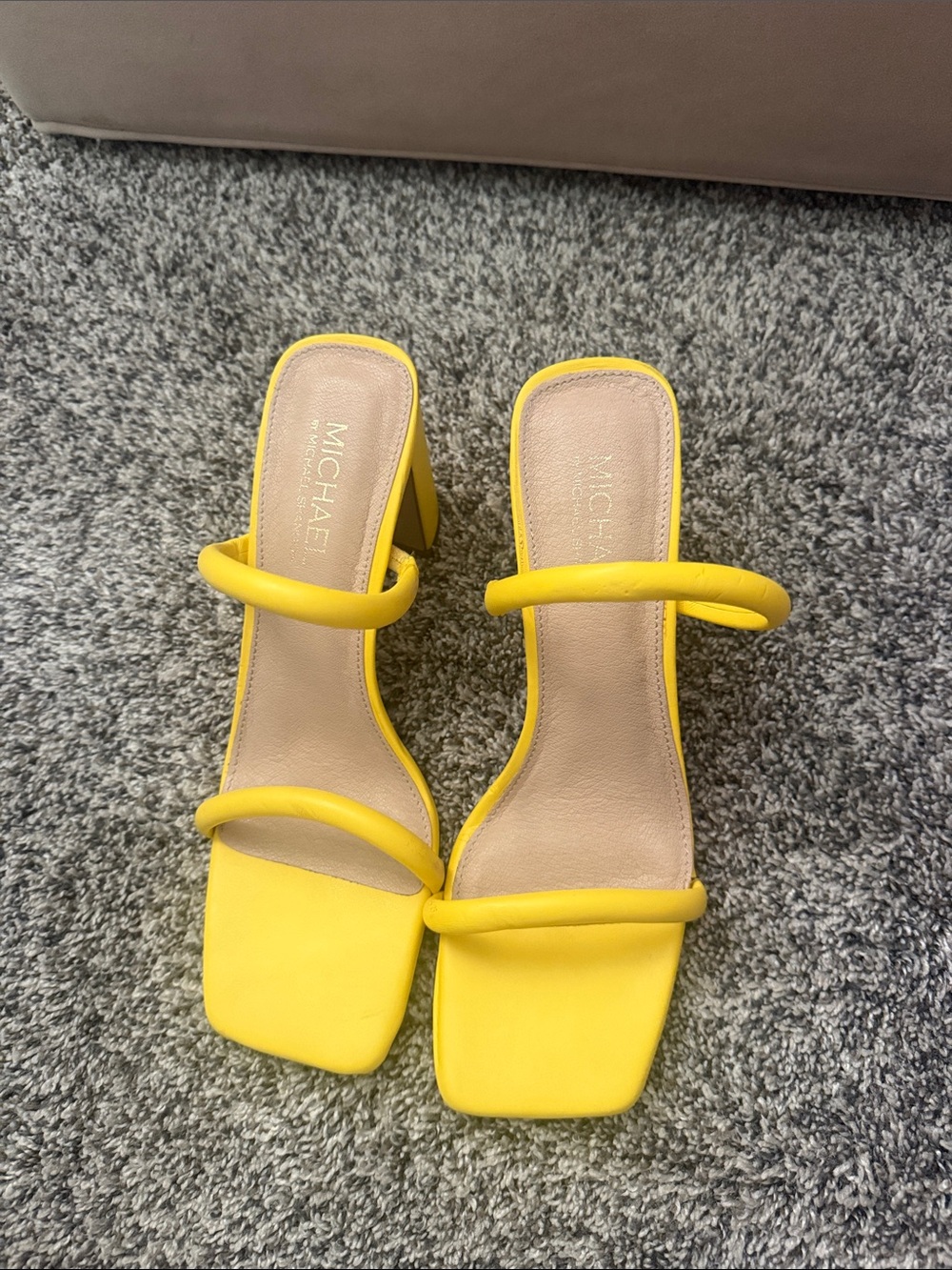 Michael Shannon Bright Yellow Double-Strap Block Heel Sandals